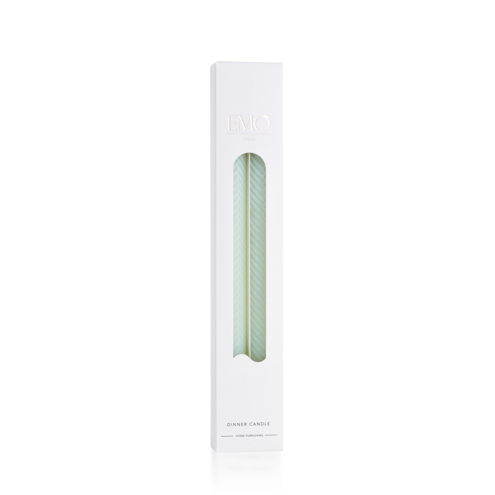 Set due candele a strisce oblique Verde - Realizzate a mano