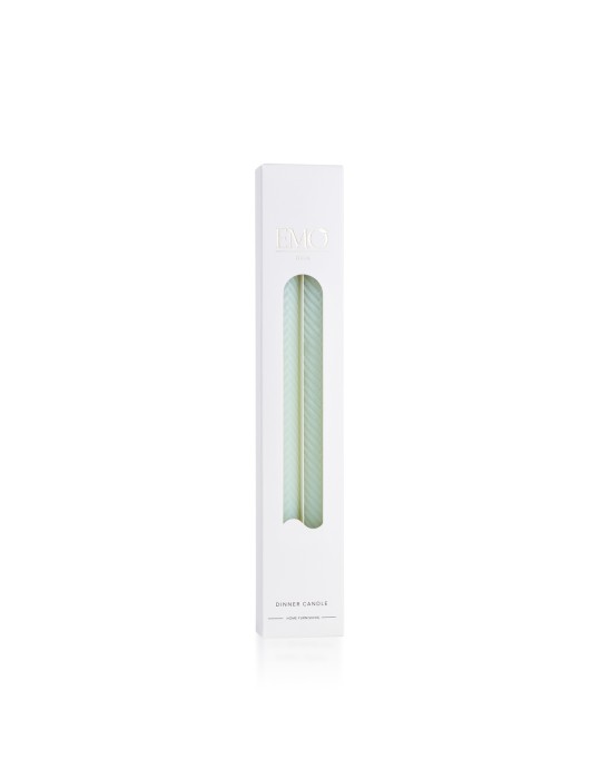 Set due candele a strisce oblique Verde - Realizzate a mano