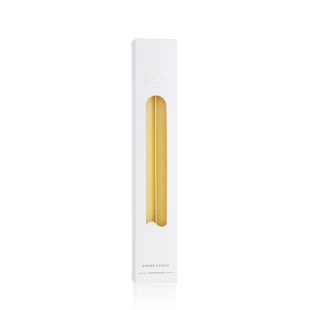 Set due candele a strisce oblique Giallo - Realizzate a mano