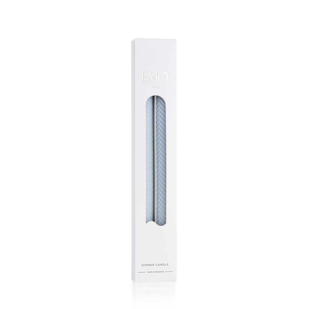 Set due candele a strisce oblique Blu - Realizzate a mano