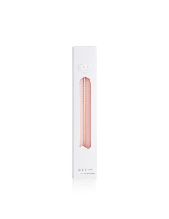 Set due candele a strisce oblique Cipria - Realizzate a mano