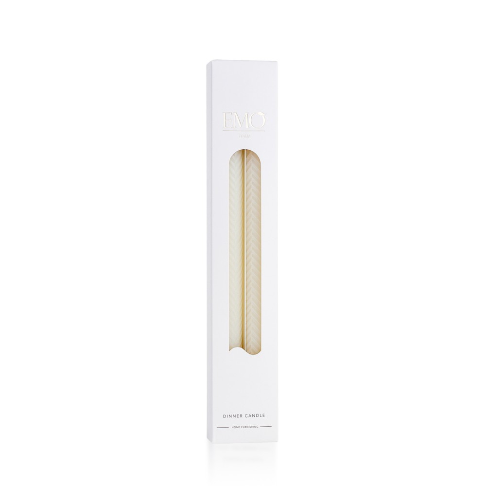 Set due candele a strisce oblique Avana - Realizzate a mano