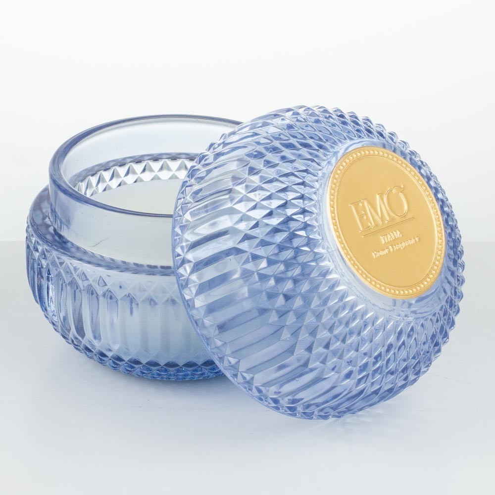 Candela in vetro blu