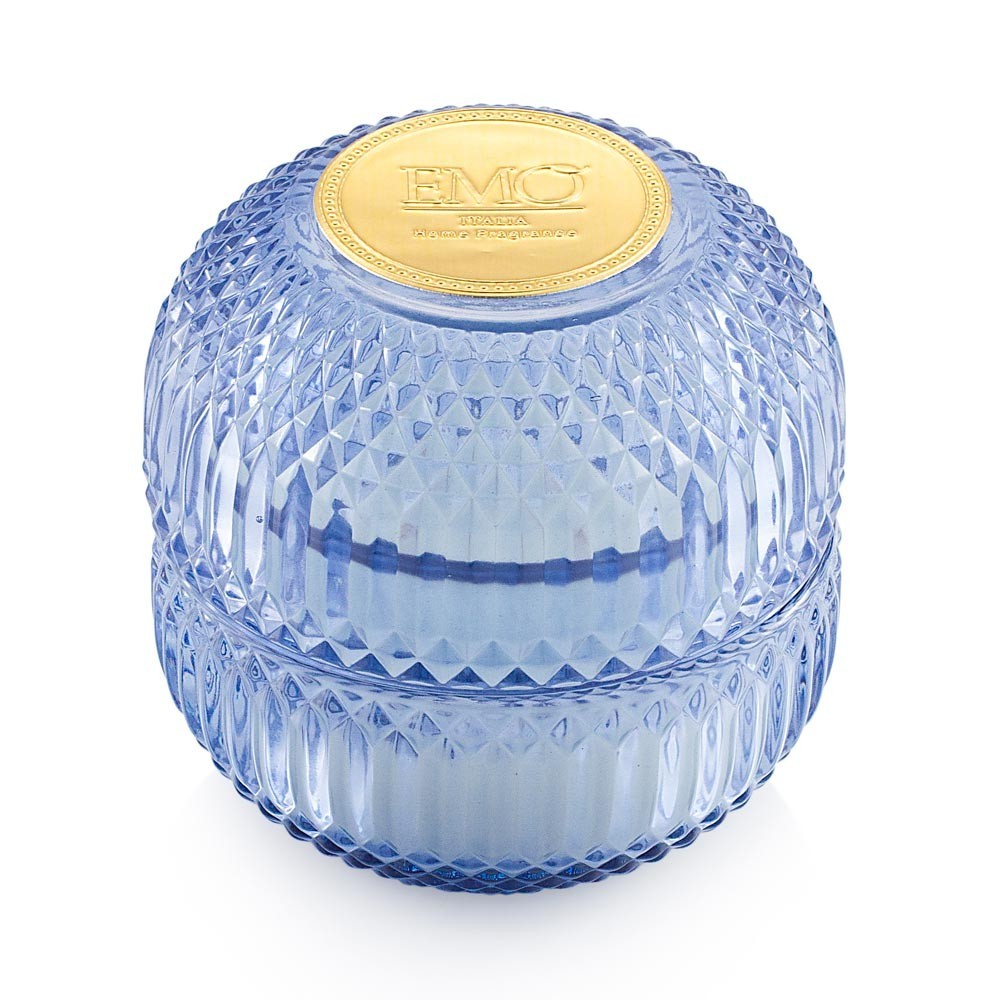 Candela in vetro blu