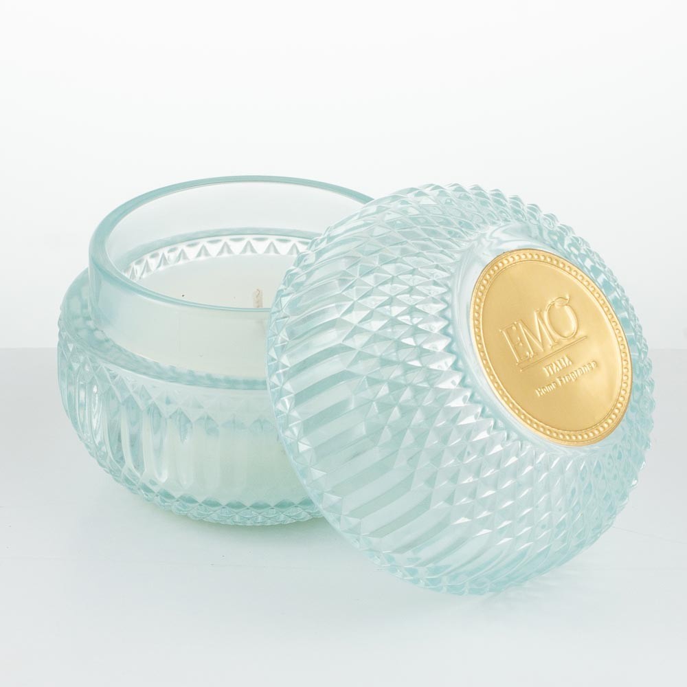 Candela in vetro Celeste