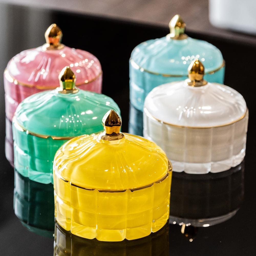 Candela in vetro Cipria