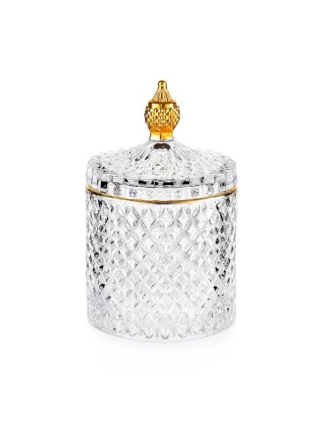 Scatola portabonbon in vetro trasparente e oro