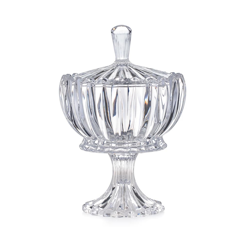 Porta bonbon in cristallo con piede Onde