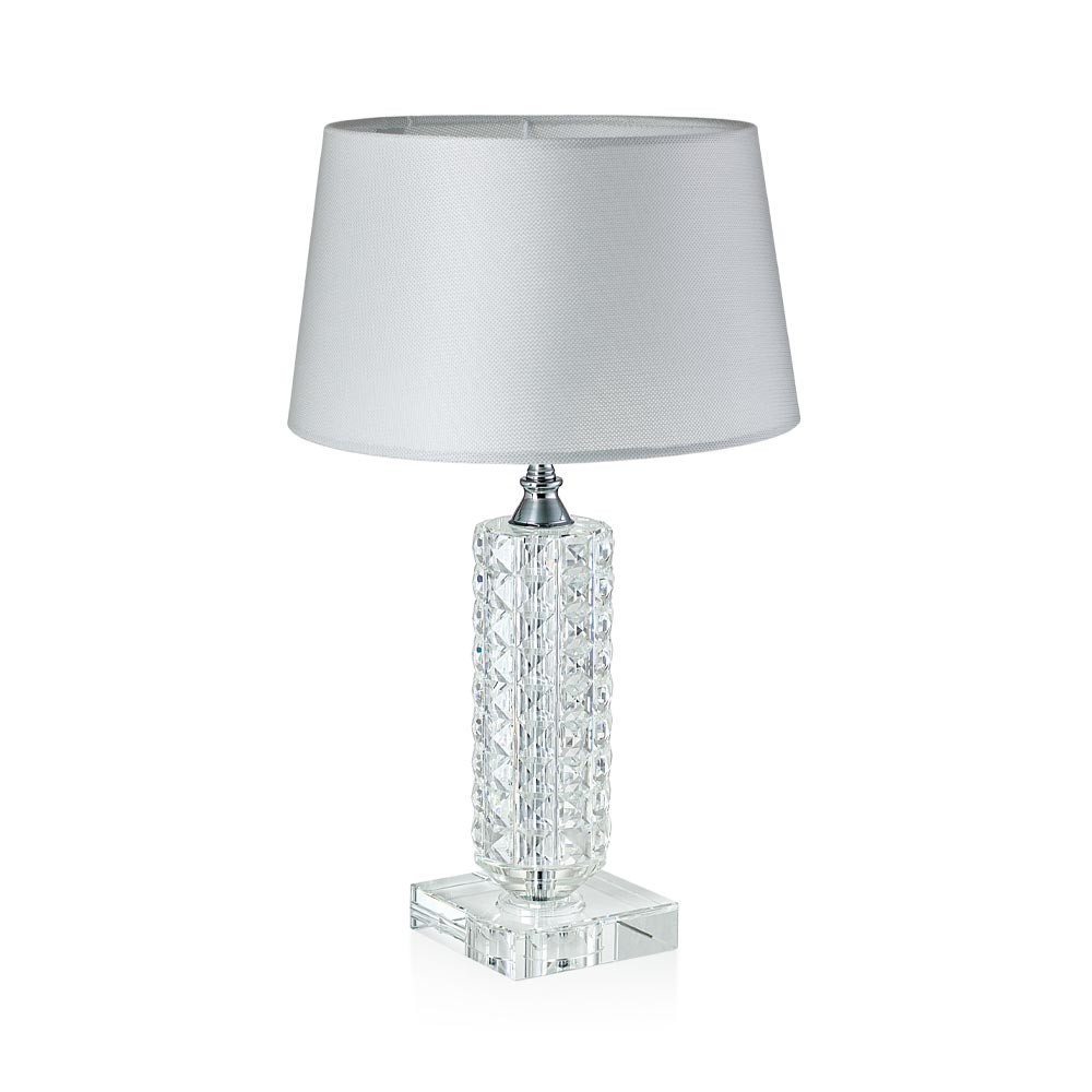 Lampada in cristallo con struttura cilindrica