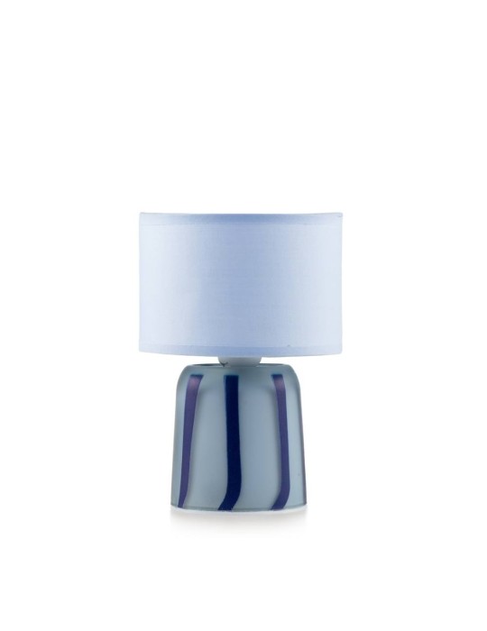 Lampada con paralume blu e base a strisce bianco e blu13x20 cm