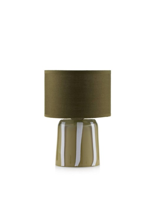 Lampada con paralume verde e base a strisce bianco e verde 13x20 cm
